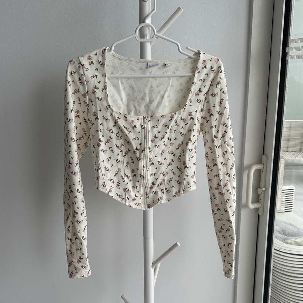 Sunday Best Floral Cream Crop Top